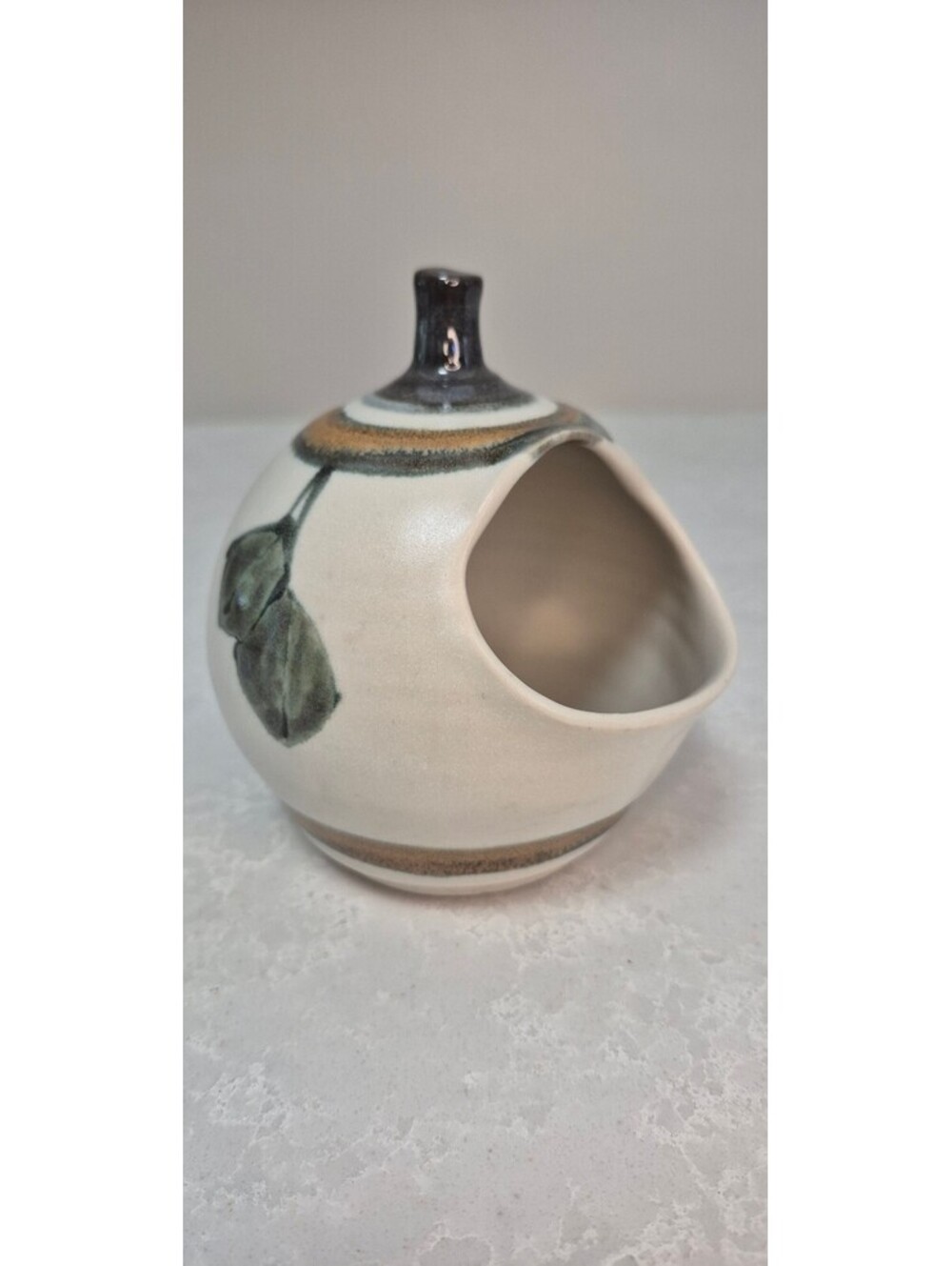 Vintage Connie Pike Studio Pottery Salt Pig Signed Canadian Stoneware Cellar